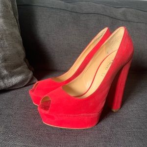 Red Peep Toe Heels